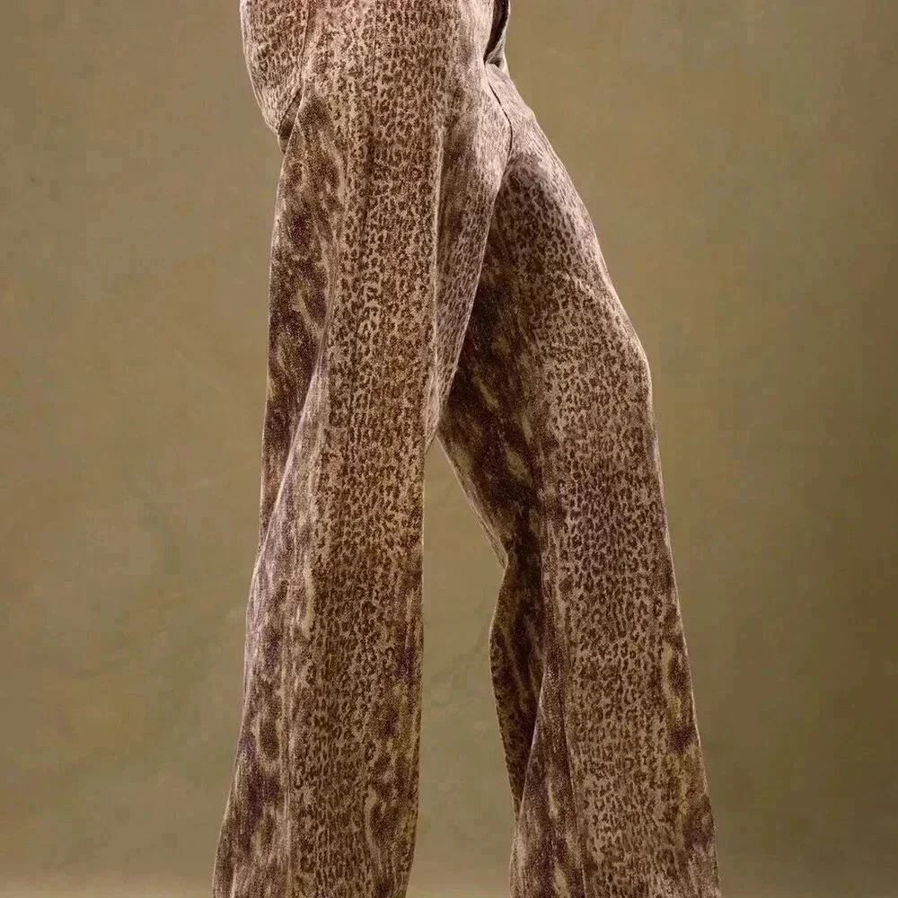 Multicolor Casual Women's Low Rise Snakeskin Denim Trousers - Picture 5 of 6